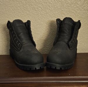 U.S. Polo Assn. Owen high-top boot in black faux leather. Men 7.5